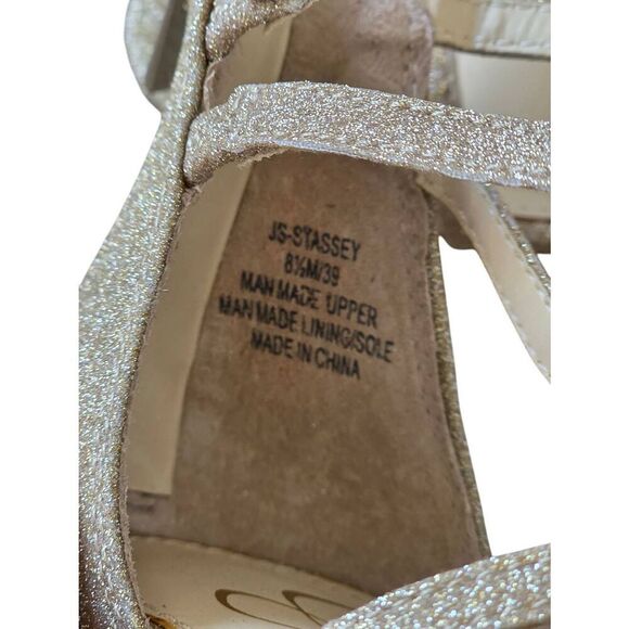 Jessica Simpson Stassey Sandal Size 8.5 Gold Glitter Open Toe Block Heel - Picture 6 of 7